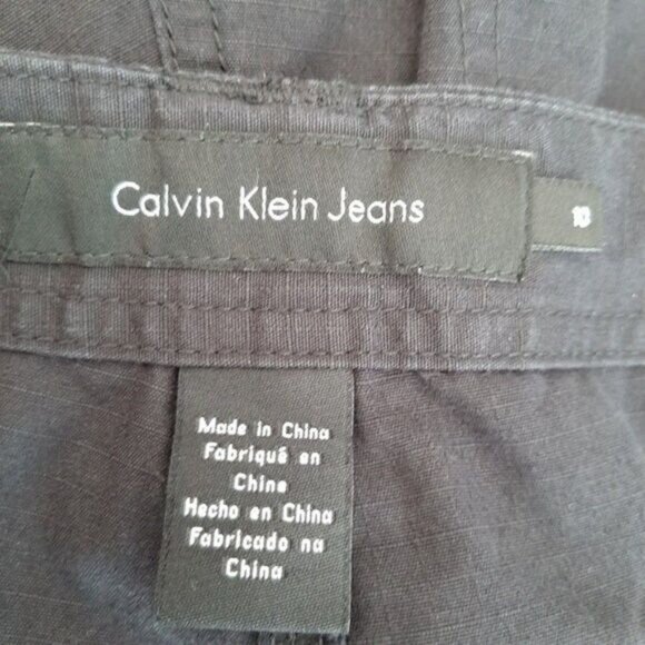 CALVIN KLEIN 100% Cotton Casual Straight Leg Crop Pants Navy Sz 10 - Picture 8 of 9